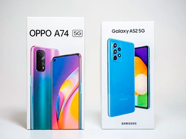 Смартфоны Oppo A74 и Samsung Galaxy A52